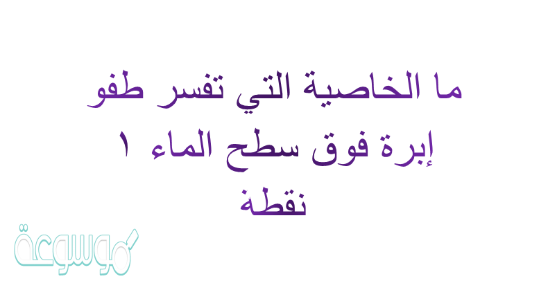 ما الخاصية التي تفسر طفو إبرة فوق سطح الماء 1 نقطة