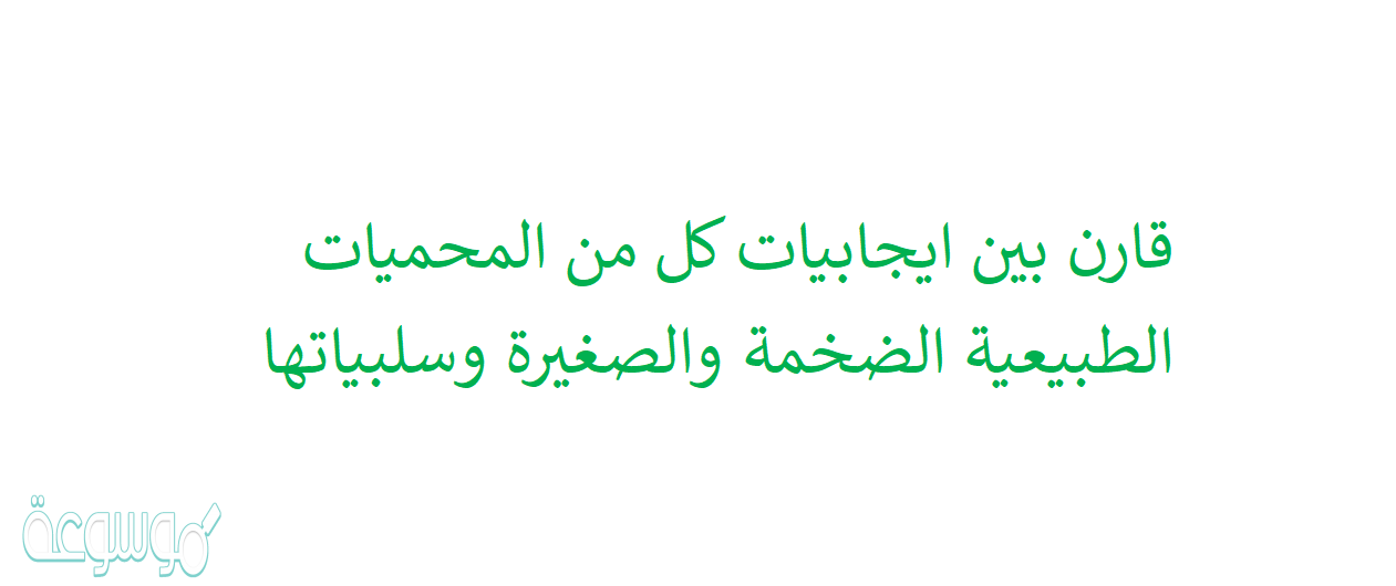 قارن بين ايجابيات كل من المحميات الطبيعية الضخمة والصغيرة وسلبياتها