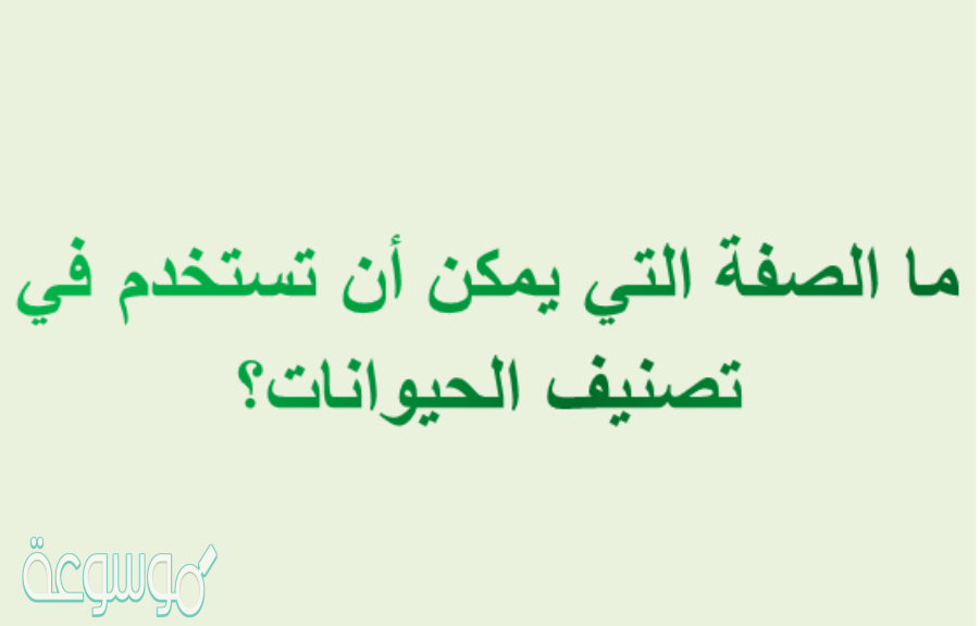 ما الصفة التي يمكن أن تستخدم في تصنيف الحيوانات؟