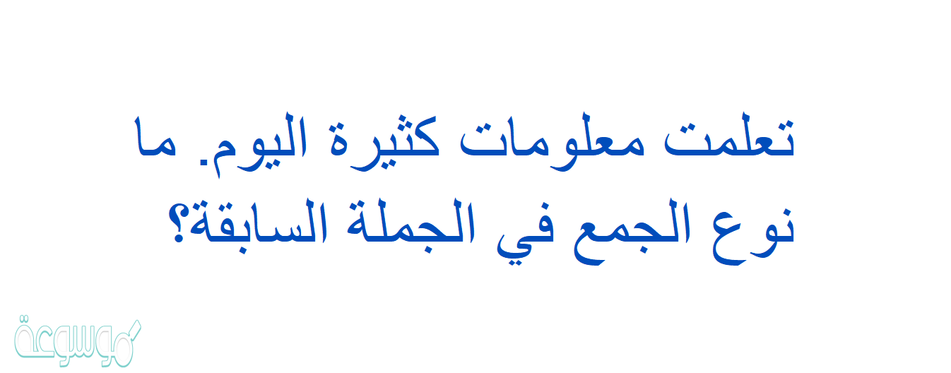 تعلمت معلومات كثيرة اليوم. ما نوع الجمع في الجملة السابقة؟