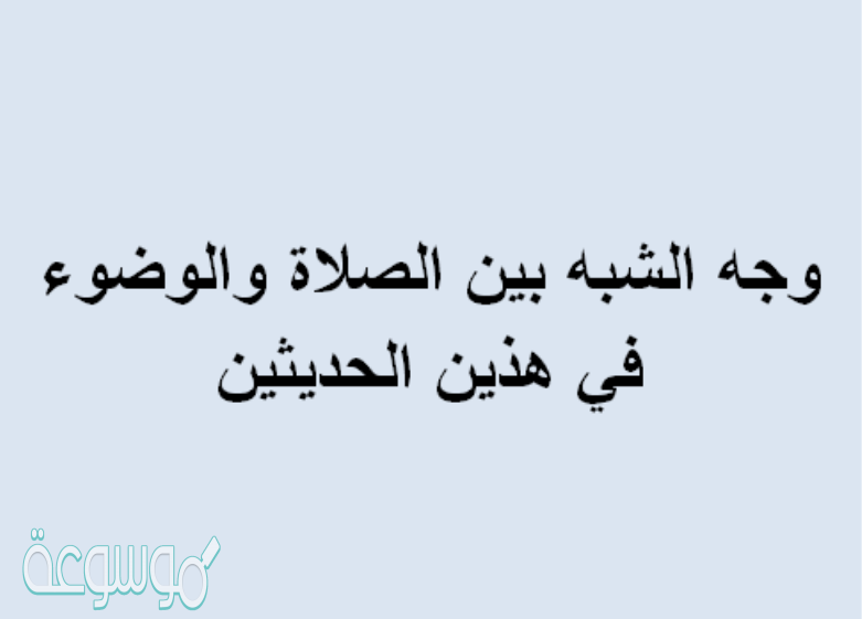 وجه الشبه بين الصلاة والوضوء في هذين الحديثين